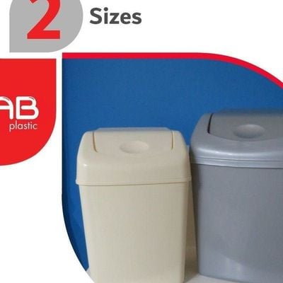 GAB Plastic, Waste Bin With Swinging Lid, 8 Liters, Plastic Trash Can, for Home, Office and Garden, Recycled Plastic, Sturdy and Durable.