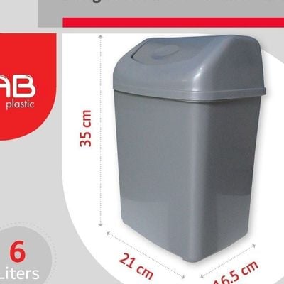 GAB Plastic, Waste Bin With Swinging Lid, 8 Liters, Plastic Trash Can, for Home, Office and Garden, Recycled Plastic, Sturdy and Durable.