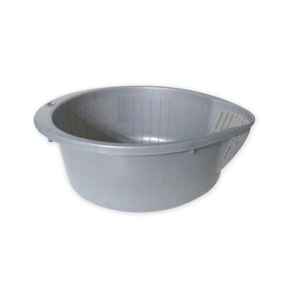 GAB Plastic, Rice Colander, Grey, Kitchen Drain Colander, Food Strainer Kitchen and Cooking Accessory, Cleaning, Washing and Draining Rice, Grains, Fruits and Vegetables, Made from BPA-free Plastic