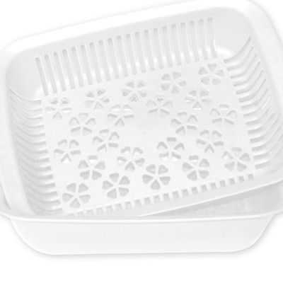 GAB Plastic, Rectangular Colander, Kitchen Drain Colander, Food Strainer, Kitchen and Cooking Accessory,  Cleaning, Washing and Draining Fruits and Vegetables, Made from BPA-free Plastic