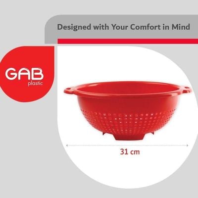 "GAB Plastic, Colander, Red, Kitchen Drain Colander, Food Strainer Kitchen and Cooking Accessory,  Cleaning, Washing and Draining Fruits and Vegetables, Made from BPA-free Plastic"