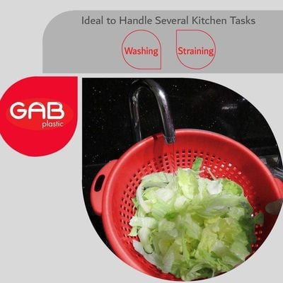 "GAB Plastic, Colander, Red, Kitchen Drain Colander, Food Strainer Kitchen and Cooking Accessory,  Cleaning, Washing and Draining Fruits and Vegetables, Made from BPA-free Plastic"