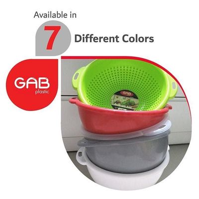 GAB Plastic, Colander with Bowl Set, Drain Colander and washing bowl, Food Strainer Kitchen Accessory, Detachable Colander,
Cleaning Washing, Mixing Fruits and Vegetables, Made from BPA-free Plastic