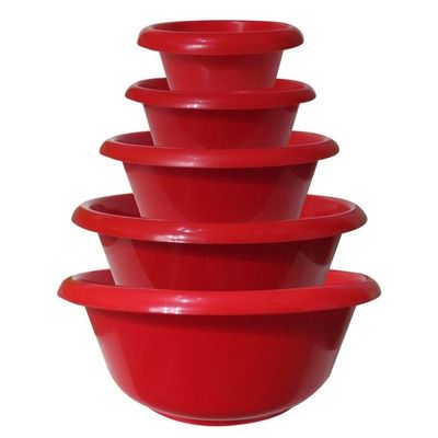 GAB Plastic, Round Basin, Set of 5 Basins in Different Sizes, Plastic Washbasin, Stackable Bowls, Multipurpose Washing Sink, Small Plastic Washbowl, Recycled Plastic, Sturdy and Durable.