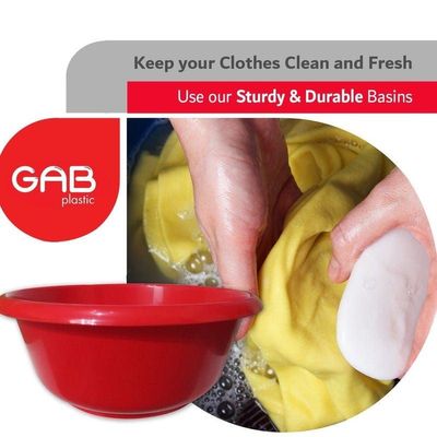 GAB Plastic, Round Basin, Set of 5 Basins in Different Sizes, Plastic Washbasin, Stackable Bowls, Multipurpose Washing Sink, Small Plastic Washbowl, Recycled Plastic, Sturdy and Durable.