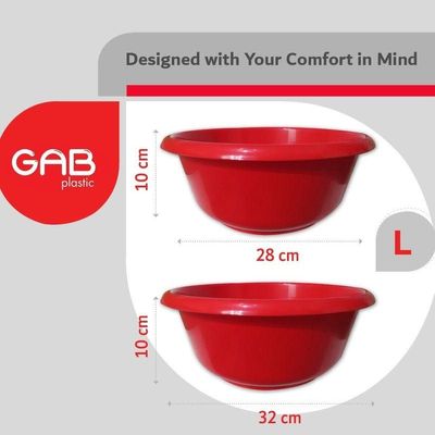 GAB Plastic, Round Basin, Set of 5 Basins in Different Sizes, Plastic Washbasin, Stackable Bowls, Multipurpose Washing Sink, Small Plastic Washbowl, Recycled Plastic, Sturdy and Durable.