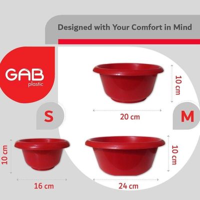 GAB Plastic, Round Basin, Set of 5 Basins in Different Sizes, Plastic Washbasin, Stackable Bowls, Multipurpose Washing Sink, Small Plastic Washbowl, Recycled Plastic, Sturdy and Durable.