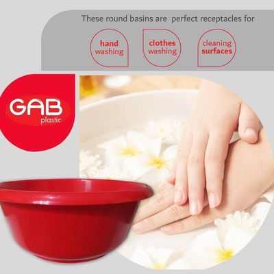 GAB Plastic, Round Basin, Set of 5 Basins in Different Sizes, Plastic Washbasin, Stackable Bowls, Multipurpose Washing Sink, Small Plastic Washbowl, Recycled Plastic, Sturdy and Durable.