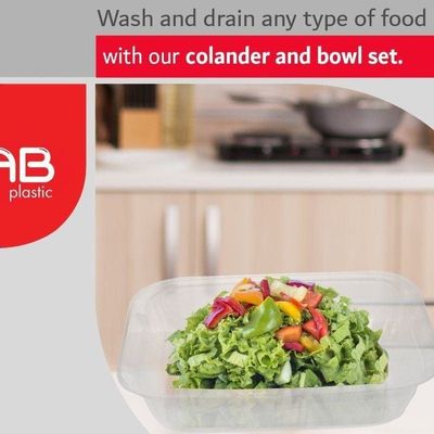 GAB Plastic Rectangular Colander Kitchen Drain Colander Food Strainer Kitchen and Cooking Accessory Cleaning Washing and Draining Fruits and Vegetables Made from BPA free Plastic