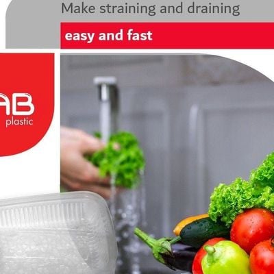 GAB Plastic Rectangular Colander Kitchen Drain Colander Food Strainer Kitchen and Cooking Accessory Cleaning Washing and Draining Fruits and Vegetables Made from BPA free Plastic