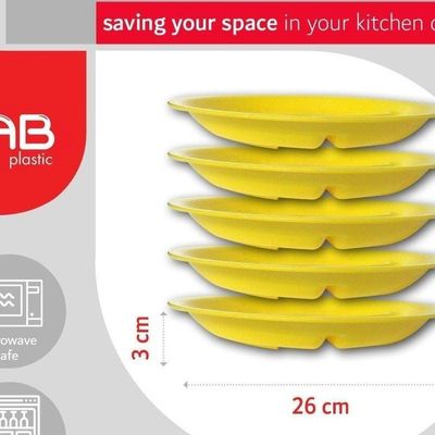 GAB Plastic, Divided Plastic Plates, Pack of 5, 26cm, Reusable plastic Plates, For Kids, Compartmented, Sturdy and Durable, Tableware, BPA-free Plastic