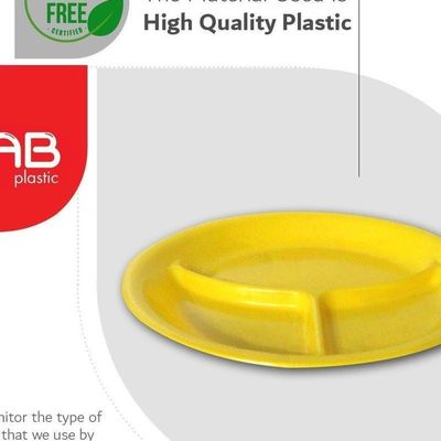 GAB Plastic, Divided Plastic Plates, Pack of 5, 26cm, Reusable plastic Plates, For Kids, Compartmented, Sturdy and Durable, Tableware, BPA-free Plastic
