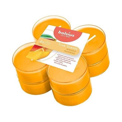 Pack of 8 True Scented Mango Maxi-Light Candles With Cups
