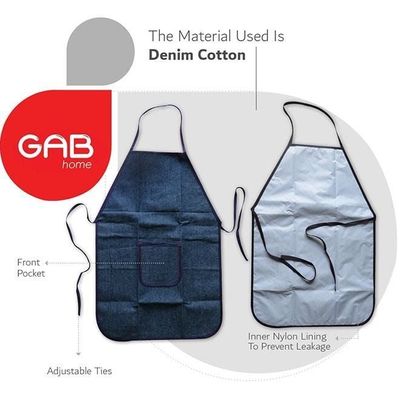 Multipurpose Adjustable Ties Long Denim Apron With Pocket And Inner Nylon Lining