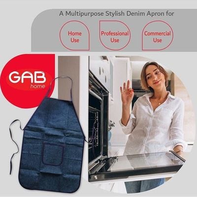 Multipurpose Adjustable Ties Long Denim Apron With Pocket And Inner Nylon Lining