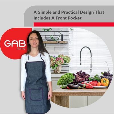 Multipurpose Adjustable Ties Long Denim Apron With Pocket And Inner Nylon Lining