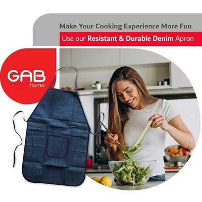 Multipurpose Adjustable Ties Long Denim Apron With Pocket And Inner Nylon Lining