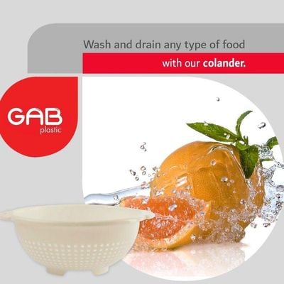 "GAB Plastic, Colander, Beige, Kitchen Drain Colander, Food Strainer Kitchen and Cooking Accessory,  Cleaning, Washing and Draining Fruits and Vegetables, Made from BPA-free Plastic"