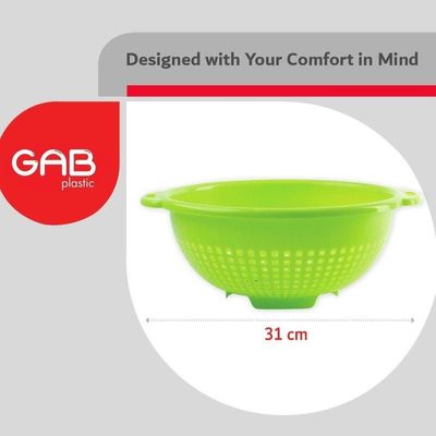 "GAB Plastic, Colander, Lime Green, Kitchen Drain Colander, Food Strainer Kitchen and Cooking Accessory,  Cleaning, Washing and Draining Fruits and Vegetables, Made from BPA-free Plastic"