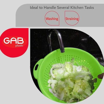 "GAB Plastic, Colander, Lime Green, Kitchen Drain Colander, Food Strainer Kitchen and Cooking Accessory,  Cleaning, Washing and Draining Fruits and Vegetables, Made from BPA-free Plastic"