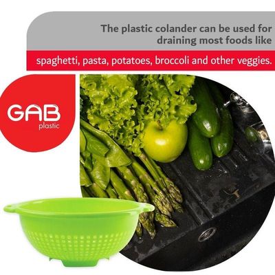 "GAB Plastic, Colander, Lime Green, Kitchen Drain Colander, Food Strainer Kitchen and Cooking Accessory,  Cleaning, Washing and Draining Fruits and Vegetables, Made from BPA-free Plastic"