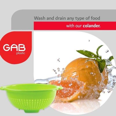 "GAB Plastic, Colander, Lime Green, Kitchen Drain Colander, Food Strainer Kitchen and Cooking Accessory,  Cleaning, Washing and Draining Fruits and Vegetables, Made from BPA-free Plastic"