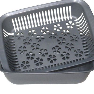 GAB Plastic, Rectangular Colander, Kitchen Drain Colander, Food Strainer, Kitchen and Cooking Accessory,  Cleaning, Washing and Draining Fruits and Vegetables, Made from BPA-free Plastic