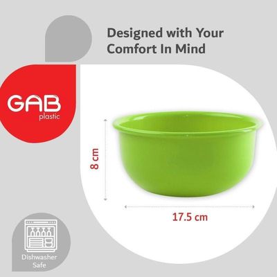 GAB Plastic, Salad Bowl, Set of 4, medium mixing bowl and serving bowl, Kitchen tool, Great for serving salad, fruits, popcorn, or chips, Sturdy and durable, Made from BPA-free Plastic