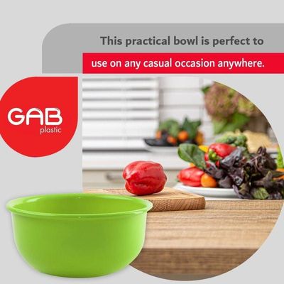 GAB Plastic, Salad Bowl, Set of 4, medium mixing bowl and serving bowl, Kitchen tool, Great for serving salad, fruits, popcorn, or chips, Sturdy and durable, Made from BPA-free Plastic