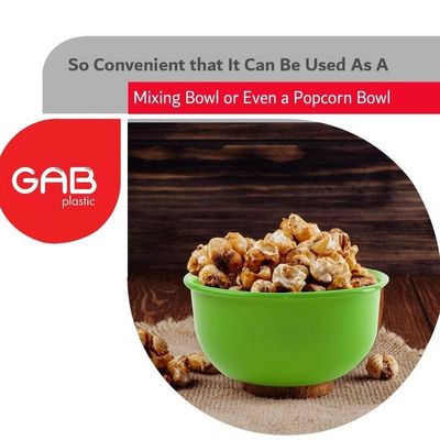 GAB Plastic, Salad Bowl, Set of 4, medium mixing bowl and serving bowl, Kitchen tool, Great for serving salad, fruits, popcorn, or chips, Sturdy and durable, Made from BPA-free Plastic