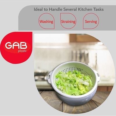 GAB Plastic, Colander with Bowl Set, Drain Colander and washing bowl, Food Strainer Kitchen Accessory, Detachable Colander,
Cleaning Washing, Mixing Fruits and Vegetables, Made from BPA-free Plastic