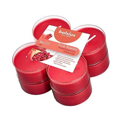 Pack of 8 True Scented Pomegranate Maxi-Light Candles With Cups