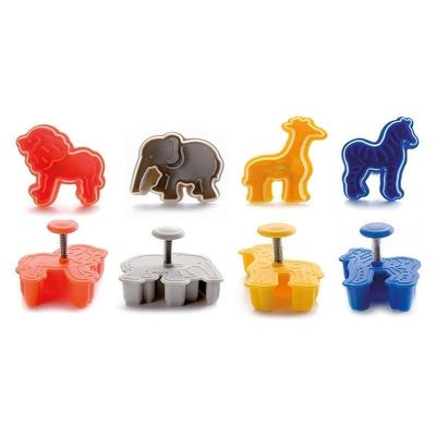 Ibili Safari Animals Cookie Cutter with Ejectors, Set of 4