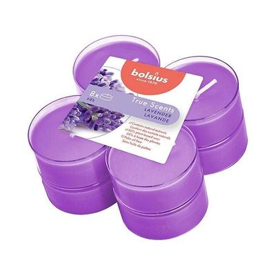 Pack of 8 True Scented Lavender Maxi-Light Candles With Cups