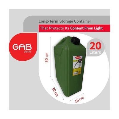 GAB Plastic Green Plastic Fuel Gallon 20 liters