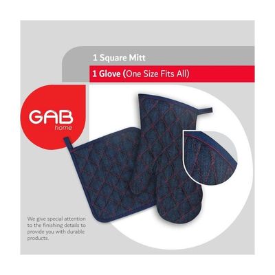 2-Piece Oven Mitt and Pot Holder Set, Black Denim Kitchen Baking Supplies