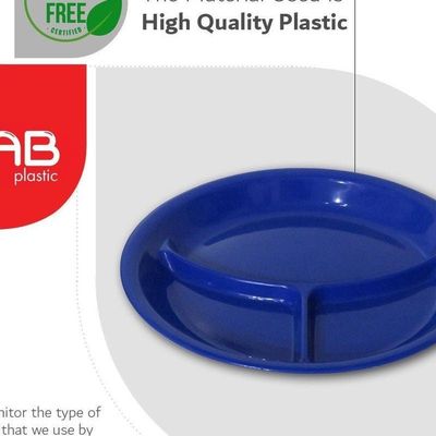 GAB Plastic, Divided Plastic Plates, Pack of 5, 26cm, Reusable plastic Plates, For Kids, Compartmented, Sturdy and Durable, Tableware, BPA-free Plastic