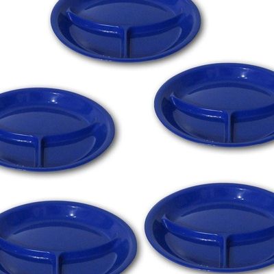 GAB Plastic, Divided Plastic Plates, Pack of 5, 26cm, Reusable plastic Plates, For Kids, Compartmented, Sturdy and Durable, Tableware, BPA-free Plastic