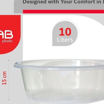 GAB Plastic, Round Basin, 10L, 39cm, Plastic Washbasin, Cleaning Accessory, Multipurpose Washing Sink, Medium Plastic Washbowl, Recycled Plastic, Sturdy and Durable.