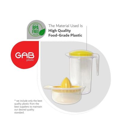 Manual Lemon Squeezer and Pitcher Set with Strainer and Bowl, Sturdy, BPA-free