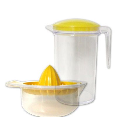 Manual Lemon Squeezer and Pitcher Set with Strainer and Bowl, Sturdy, BPA-free