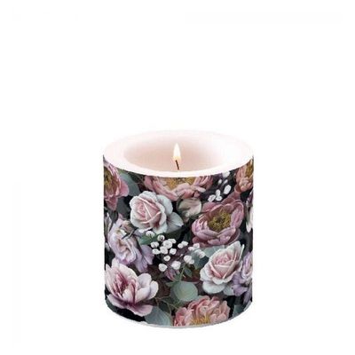 Ambiente Vintage Flowers Black Candle, Small