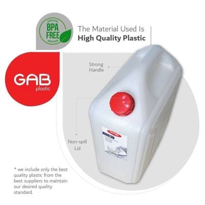 GAB Plastic, Clear Plastic Water Gallon, 20 liters, Clear Water Gallon, Plastic Gallon, Plastic Jerrycan, Clear Fluid Container, Water Storage, Liquid Container, Reusable, Sturdy, BPA-free Plastic