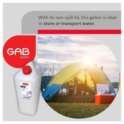 GAB Plastic, Clear Plastic Water Gallon, 20 liters, Clear Water Gallon, Plastic Gallon, Plastic Jerrycan, Clear Fluid Container, Water Storage, Liquid Container, Reusable, Sturdy, BPA-free Plastic