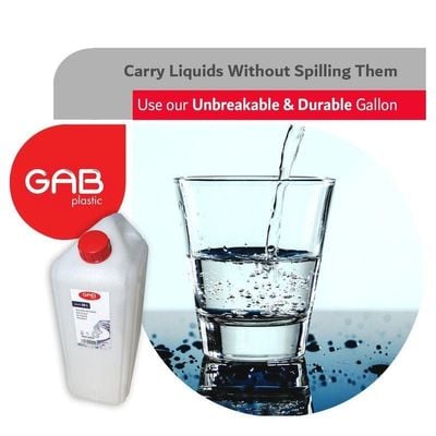 GAB Plastic, Clear Plastic Water Gallon, 20 liters, Clear Water Gallon, Plastic Gallon, Plastic Jerrycan, Clear Fluid Container, Water Storage, Liquid Container, Reusable, Sturdy, BPA-free Plastic