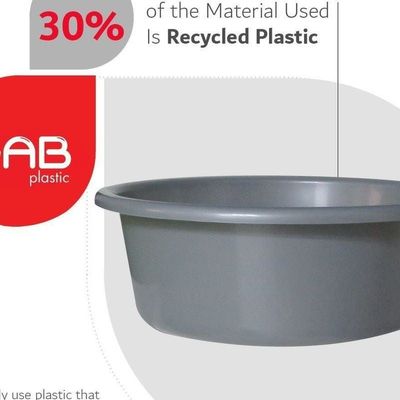 GAB Plastic, Round Basin, 10L, 39cm, Plastic Washbasin, Cleaning Accessory, Multipurpose Washing Sink, Medium Plastic Washbowl, Recycled Plastic, Sturdy and Durable.