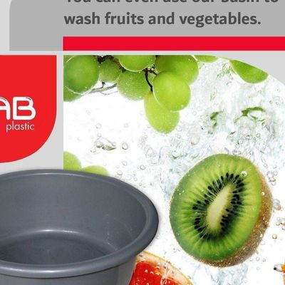 GAB Plastic, Round Basin, 10L, 39cm, Plastic Washbasin, Cleaning Accessory, Multipurpose Washing Sink, Medium Plastic Washbowl, Recycled Plastic, Sturdy and Durable.