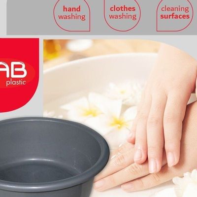 GAB Plastic, Round Basin, 10L, 39cm, Plastic Washbasin, Cleaning Accessory, Multipurpose Washing Sink, Medium Plastic Washbowl, Recycled Plastic, Sturdy and Durable.