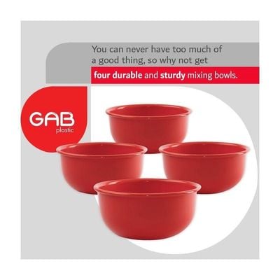 GAB Plastic salad Bowl Set of 4 medium mixing bowl and serving bowl