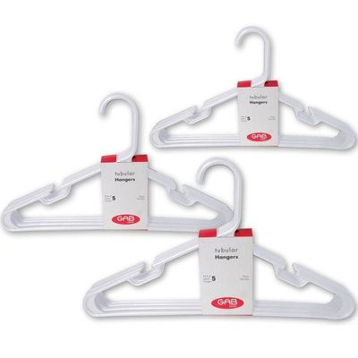 Buy GAB Plastic Plastic Hangers White Pack of 15 Durable Tubular Plastic Hangers Heavy Duty Hangers Clothes Hangers Made from Recycled Plastic Hangers With Slits For Wet Dry Clothes. Online